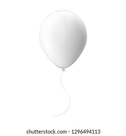 Balloon with ribbon mockup isolated on white background - front view. Vector illustration