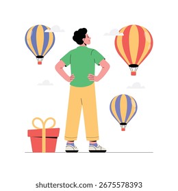 Ilustración vectorial plana del paseo del globo