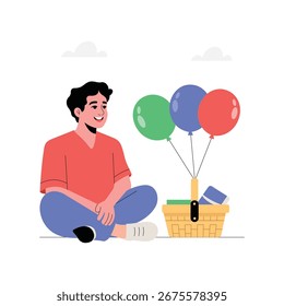 Ilustração de vetor plana com passeio em balão