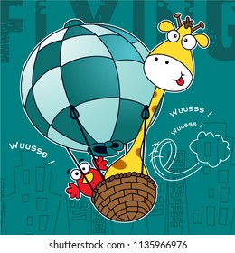 balloon ride with friends,vector animal illustration