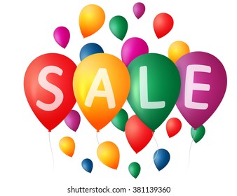 . Balloon sale, flying background.Vector