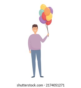 Balloon Salesman Icon Cartoon Vector. Street Man. Amusement Performer