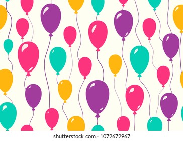 Balloon seamless background for color birthday anniversary party pattern concept. Vector illustration