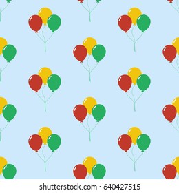 Balloon seamless pattern on the blue background. Vector illustration