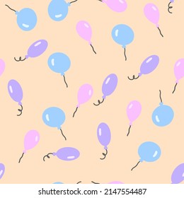 Balloon seamless pattern. Scandinavian style background. Vector illustration for fabric design, gift paper, baby clothes, textiles, cards.