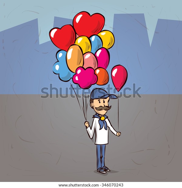 Balloon Seller Street Hand Drawn Cartoon Stock Vector (Royalty Free