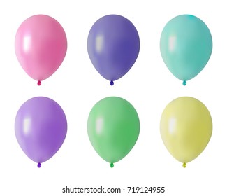Balloon. Set of colored realistic rubber balloons for festive design. Isolated objects. Vector illustration.