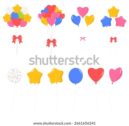Balloon set, decoration material, heart shape, star shape, confetti balloon