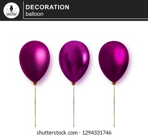 Balloon. Set of decorative, festive balloons isolated on white background.