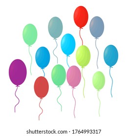 Balloon Set flat colorful design with white background. Birthday balloon. Illustration vector