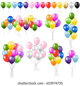 Balloon Set Gradient Mesh, Vector Illustration