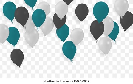 Balloon set isolated on transparent background. Vector realistic for anniversary, birthday party design