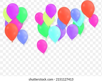 Conjunto de globos aislados en fondo transparente. Vector realista para el aniversario, diseño de fiesta de cumpleaños