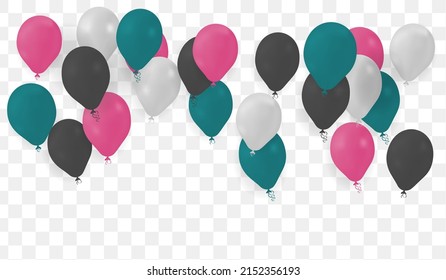 Conjunto de globos aislados en fondo transparente. Vector realista para el aniversario, diseño de fiesta de cumpleaños