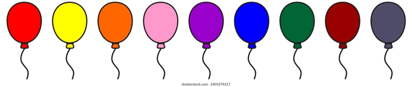 Balloon set isolated on transparent background. Vector