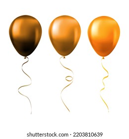 Balloon set isolated on white background Set of orange balloons