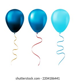 Conjunto de globos aislados en fondo blanco Conjunto de globos azules