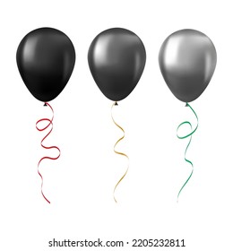 Ballon einzeln auf weißem Hintergrund Set von schwarzen Ballons