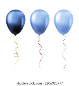 Conjunto de globos aislados en fondo blanco Conjunto de globos azules