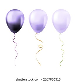 Balloon set isolated on white background Set of violet balloons