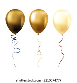 Ballon einzeln auf weißem Hintergrund Set mit Goldballons