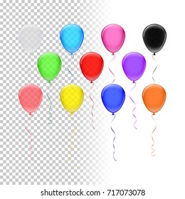 Balloon set. Vector colored balloons on transparent background.