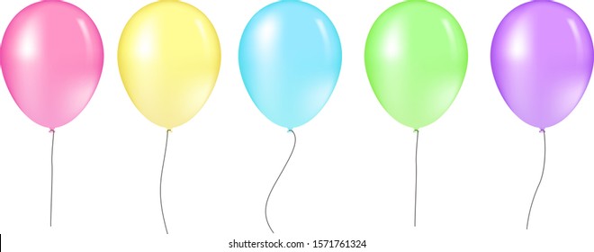 Balloon set. Vector illustration of shiny colorful glossy balloons. Realistic air 3d balloons isolated on white background. Big collection of different nice balloons. design elements balloon