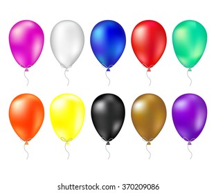 Balloon set. Vector illustration of shiny colorful glossy balloons. Realistic air 3d balloons isolated on white background. Big collection of different nice balloons. design elements balloon