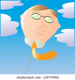 A balloon in the shape of a head which is a literal cartoon depiction of the term airhead.