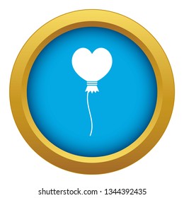 Balloon in the shape of heart icon blue vector isolated on white background for any design