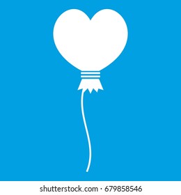 Balloon in the shape of heart icon white isolated on blue background vector illustration