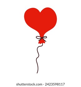 Balloon in the shape of a heart. Vector illustration with white isolated background. 