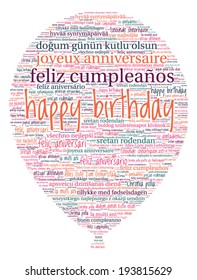 Balloon Shaped Happy Birthday Concept in Word Cloud