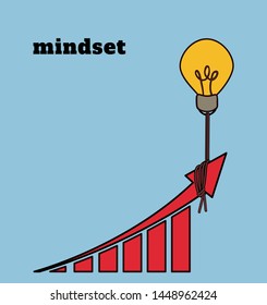 The balloon shaped as a light bulb changing direction.Business concept of mindset, success, win, grown, idea and new opportunities concept vector illustration - Vector