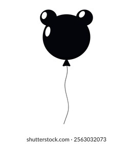 Balloon shaped like a bear head floats in the air against a white background