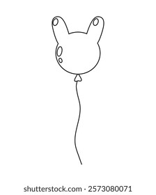 Balloon shaped like a bunny held by a string floats gently in a bright space