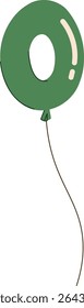 A balloon shaped like the number zero with a string in a cartoon style. The zero-shaped balloon floats with a thin cord attached. Cartoon vector illustration.