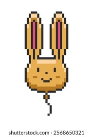 Balloon shaped like rabbit's head. Vector illustration in pixel style.