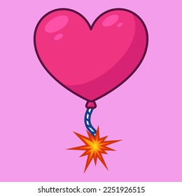 El amor con forma de globo y el vector de bomba Ilustración de arte con fondo aislado.