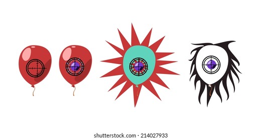 Balloon shooting phasing for animation - vector (bitmap variation is available)