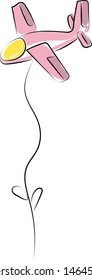 Balloon in a shpae of airplane, illustration, vector on white background.