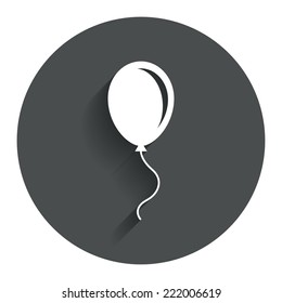 Balloon sign icon. Birthday air balloon with rope or ribbon symbol. Circle flat button with shadow. Modern UI website navigation. Vector