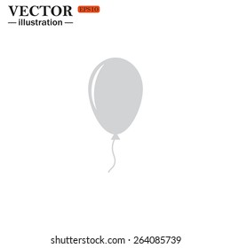 Balloon sign icon. Birthday air balloon with rope or ribbon symbol.  Vector illustration, EPS 10