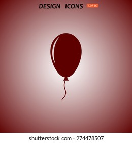 Balloon sign icon. Birthday air balloon with rope or ribbon symbol. icon. vector design