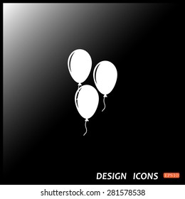 Balloon sign icon. Birthday air balloon with rope or ribbon symbol. icon. vector design