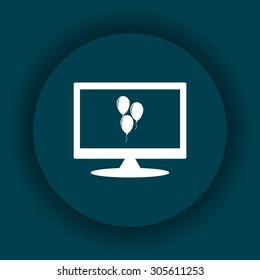 Balloon sign icon. Birthday air balloon with rope or ribbon symbol. icon. vector design