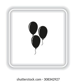 Balloon sign icon. Birthday air balloon with rope or ribbon symbol. icon. vector design