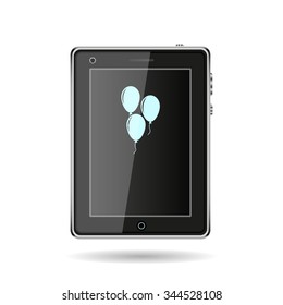 Balloon sign icon. Birthday air balloon with rope or ribbon symbol. icon. vector design