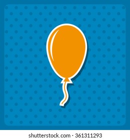 Balloon sign icon. Birthday air balloon with rope or ribbon symbol icon, vector illustration. Flat design style