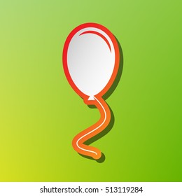 Balloon sign illustration. Contrast icon with reddish stroke on green backgound.